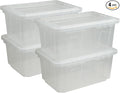CX 4-Pack 60 Qt Heavy Duty Clear Storage Container with Snap-Tight Lid, Stackable Storage Bins, Made in USA (15 Gallon, 17.2" D x 25.7" W x 12" H)