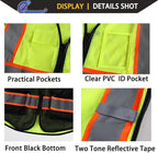 Reflective Mesh Safety Vest for Men Women with 5 Pockets and Zipper Front High Visibility Mesh Vest Hi Vis Construction Work Vest,Meets ANSI/ISEA Standards(EK175-Yellowblack-3XL)