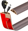 Floor Cord Cover Self Adhesive Cord Hider Floor Extension Cord Covers for Floor Power Cord Protector Cable Management Prevent Cable Trips Cable Cavity 0.51" W x 0.31" H (Brown Walnut Wood, 10Ft)