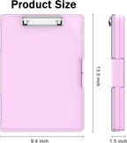 Rimilak Plastic Clipboard with Storage, Side Opening with 2 Compartment, Size 13.3 x 9.4 x 1.5 Heavy Duty High Capacity Nursing Box for Work School & Office Supplies, Rose Pink