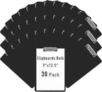 MIVIDE 30 Pack Black Clipboards, Black Plastic Clipboards, Plastic Office Clipboard 12 x 8.7 Inch Letter Size for Classroom, Teacher, School, Home, Office Supply