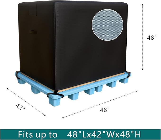 Water Resistant Pallet Cover, 420D Heavy-Duty Zipper Pallet Cover to fit Pallets Up to 48" x 42" x 48" Waterproof, Stain-Resistant, Dustproof, Cargo PalletCovers with UV Protection Black