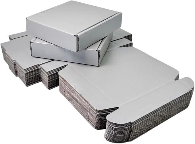 15 Pcs 5.1 x 5.1 x 1.2 inches Mini Size Shipping Boxes Corrugated Cardboard Mailer Boxes Bulk for Packaging Business Mailing Gift,Mini Mailer Boxes for Packaging (Silver, 5.1 x 5.1 x 1.2")