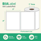 12 Rolls 4" X 3" Thermal Labels, 500/Roll - Direct Thermal Labels Compatible with Zebra & Rollo Printers, BIAlabel