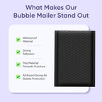 Black 9.5x14.5 Inch Poly Bubble Mailers #4 | Self Seal Large Padded Envelopes | Air Cushioned Bubble Mailer | Usable Size 9.5x13 Inch | Waterproof Lightweight Mailing Shipping Bags | 100 Pack Bulk