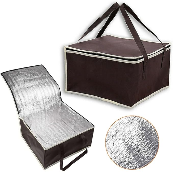 Insulated Food Delivery Bag 14 Inch Pizza Carrier Waterproof Thermal Tote for Hot or Cold Storage Camping Coffee