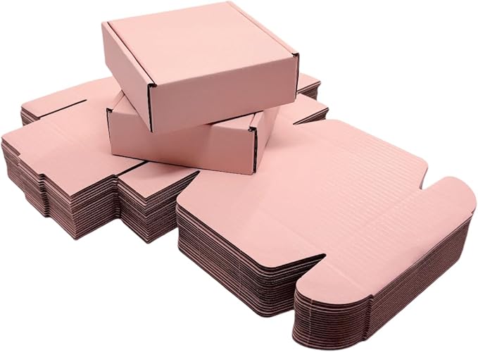 15 Pcs 6 x 6 x 2 inches Corrugated Cardboard Gift Boxes Recyclable Shipping Boxes for Mailing & Holidays, Wedding, Birthday, Gifts Packaging (Powder Pink, 6 x 6 x 2")