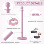 kaiyomi 4Pcs Stanchions with Pink Velvet Ropes Set, 5 Feet Velvet Ropes and Posts Poles for Red Carpet Party Decoration and 360° Photo Booth (Pink)