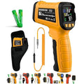 Infrared Thermometer Gun -58°F to 2732°F, IR Temperature Gun with K-Type Probe for Internal Readings, 50:1 High Temp Laser Thermometers Tool for Kilns, Furnaces, HVAC, BBQ Home & Industrial Use
