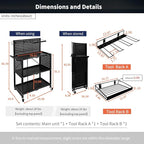 Lumizone Foldable Tool Cart with Wheels Rolling Utility Service Cart with Pegboard for Power Tool Organization Garage Organizer Storage on Wheels Heavy Duty Folding Design (Tool Cart)