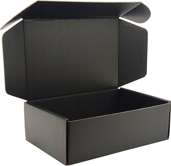 Small Black Shipping Boxes for Small Business Pack of 25-9x6x3 inches Cardboard Corrugated Mailer Boxes for Shipping Packaging Craft Gifts Giving Products