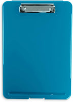 Clipboard with Storage Slim Folding for Nursing, Teachers, Coaches & Office, Plastic Heavy Duty with Pen Holder (9.5” x 13.5”) (Blue)