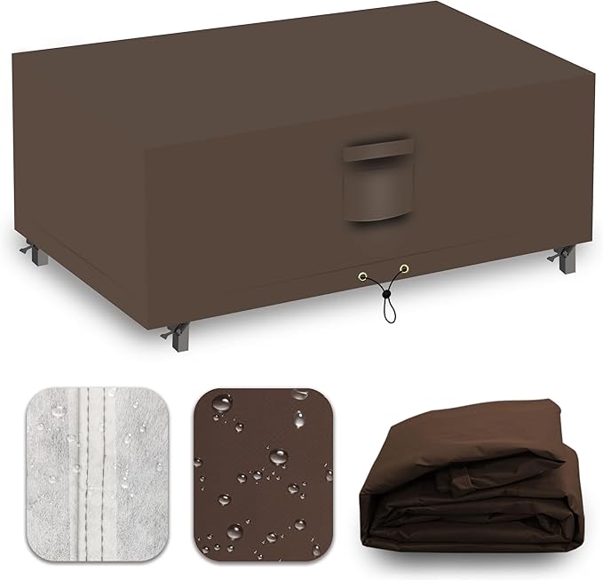 Heavy Duty Patio Furniture Covers Waterproof, 600D Outdoor Furniture Cover Waterproof for Sectional Sofa Couch, Outdoor Dining Table and Chair Set Covers 42''L x 24''W x 18''H, Brown