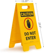 SmartSign Folding Floor Sign, Legend "Do Not Enter" with Graphic, 25" high x 12" wide, Black/Red on Yellow