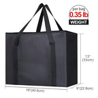 Bodaon 3-Pack Insulated Reusable Grocery Shopping Bag, X-Large Frozen Food Cold, Cooler Bags with Secure Top, Insulated Food/Pizza Delivery Bag, Black