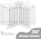 SPIRICH 96-inch Extra Wide 30-inches Tall Dog Gate with Door Walk Through, Freestanding Wire Pet Gate for The House, Doorway, Stairs, Pet Puppy Safety Fence, Support Feet Included (White)