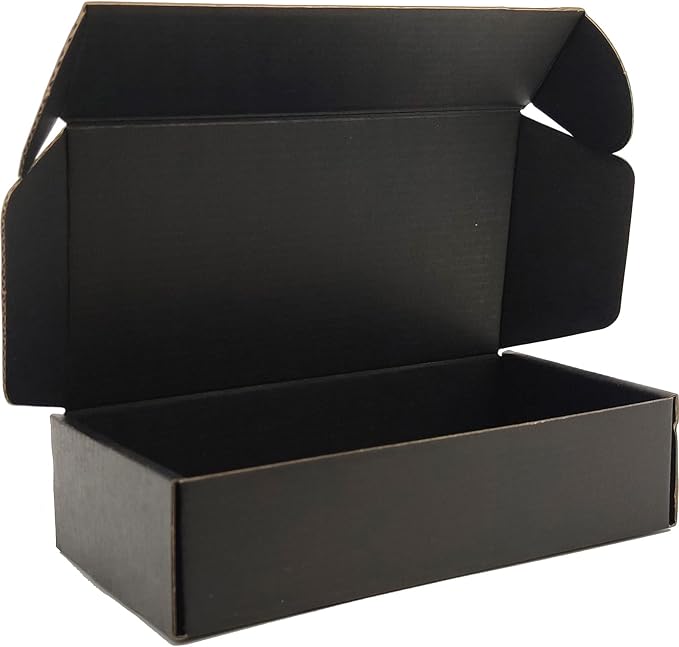 Small Black Shipping Boxes for Small Business Pack of 25-7x5x2 inches Cardboard Corrugated Mailer Boxes for Shipping Packaging Craft Gifts Giving Products