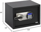 BlackSmith Home Biometric Safe 1.0 Cub - Fingerprint Recognition Box With Keys, Keypad Lock, LCD Display, Dual Alarm System - Wall Mount Cabinet for Jewelry and Valuables, Black