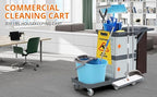 Commercial Janitorial Cart with 2 Cabinet - Black Housekeeping Caddy with Cover, Shelves, and Vinyl Bag