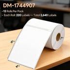 Compatible DYMO 1744907 4" x 6" Direct Thermal Shipping Labels, Strong Adhesive & Perforated, Compatible with Rollo, Zebra & More – NOT for DYMO 5XL (12 Rolls / 2640 Labels), TRSTGIX