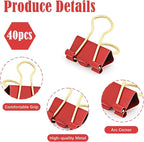BAYTORY 40Pcs Binder Clips Colored, Christmas Binder Clips Assorted Sizes, Medium Small Binder Paper Clamps Combination, with Clear Storage Container, for School & Office Supplies (Red & Green)