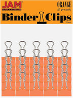 JAM PAPER Colorful Binder Clips - Small - 3/4 Inch (19 mm) - Orange Binderclips - 25/Pack