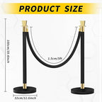 Red Carpet Ropes and Poles, Rope Safety Barriers with 5 ft Black Rope, Stainless Steel Barriers for Party, Museums, Wedding, Easy Connect Assembly, 4PCS