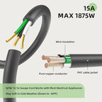 EP 10 Ft Outdoor Extension Cord, 12/3 SJTW Heavy Duty Extension Cable with 3 Prong Grounded Plug, 15 AMP Power Cord for Lawn, Garden, Appliances, Gray