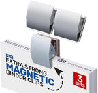 Extra Strong Magnetic Binder Clips – Set of 3 Heavy-Duty Stainless Steel Clips for Fridge, Office, Home & Kitchen Organization, Silver