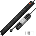 KF 10 Outlet Heavy Duty Power Strip, 2100J Surge Protector with 6FT Extension Cord, 15A/1875W Wall Mount Power Strip Design,Safety Switch,Overload Protection for Home Office Workshop - Black