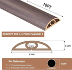 Floor Cord Cover Self Adhesive Cord Hider Floor Extension Cord Covers for Floor Power Cord Protector Cable Management Prevent Cable Trips Cable Cavity 0.32" W x 0.32" H (Brown Walnut Wood, 10Ft)