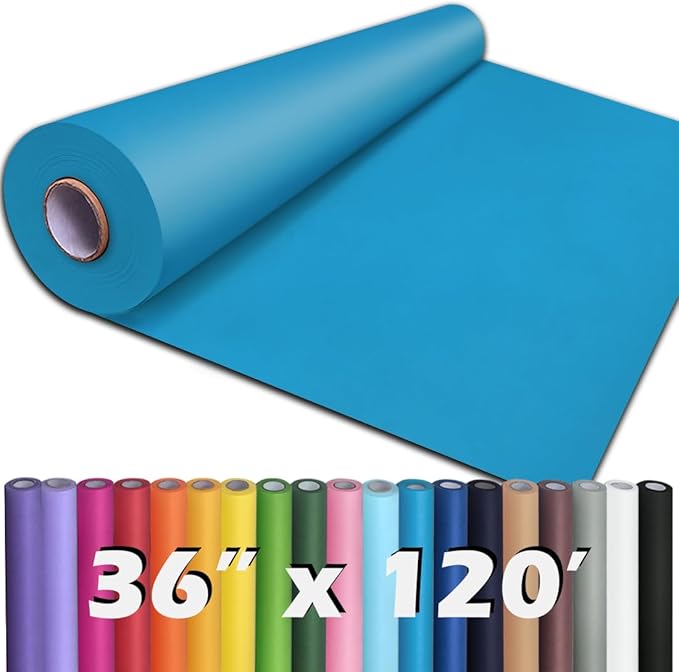 PerkHomy 36" x 1,440" (120') Lake Blue Kraft Paper Roll for Craft Bulletin Board Paper Art Table Covering Crafting Gift Wrapping Bouquet Packing Parcel 80GSM 55LB (Lake Blue, 36" x 120')