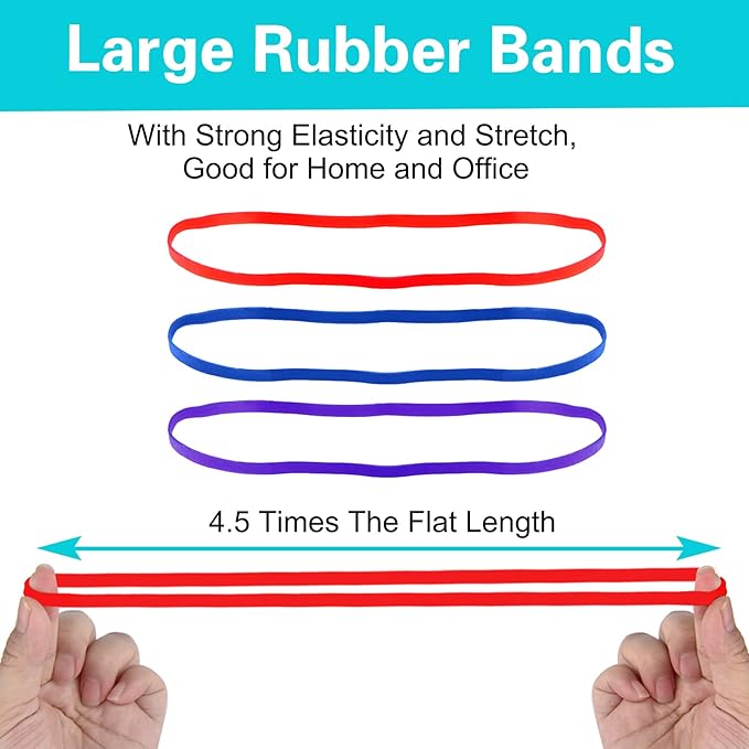 Large Heavy Duty Latex Rubber Bands 12 Inches Trash Can Bands Strong Elastic Bands for Office Supply, File Folders, Cat Litter Box, 60 Pack (Multicolour)