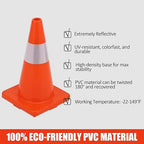 20 Pack Traffic Safety Cones 18 Inch, PVC Orange Safety Cones with Reflective Collars and Weighted Base for Traffic Control, Construction Events, Driveways, and Parking Lots