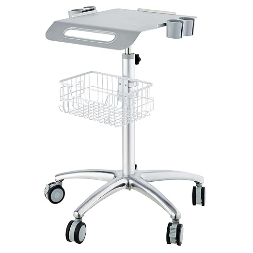 VEVOR Medical Cart, Salon Cart with Wheels, Mobile Trolley Cart 26.77"-42.91" Height Adjustable, Metal Stations for Hair Stylist, Clinic, Beauty
