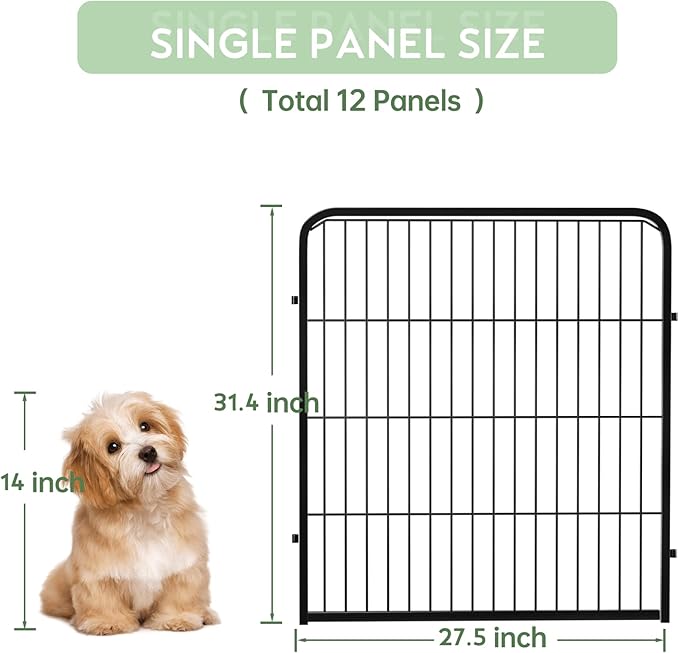 ZXMOTO Decorative Garden Fence 12 Pack for Dogs 32in (H) x 28ft (L) with Lock,Metal Wire Fencing Border Animal Barrier,Flower Bed Border for Landscape Patio Yard Outdoor