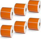 BETCKEY - 3" x 2" Multipurpose & Shipping Labels Compatible with Zebra & Rollo Label Printer,Premium Adhesive & Perforated[Orange, 6 Rolls, 4500 Labels]