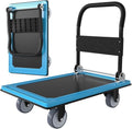 WUD Push Cart, Folding Mobile Platform Trolley,Thickened and Reinforced, 360° Swivel Wheels,30.3 “L x 19.7 ”W, 900 lb.Blue Dolly cart with Wheels