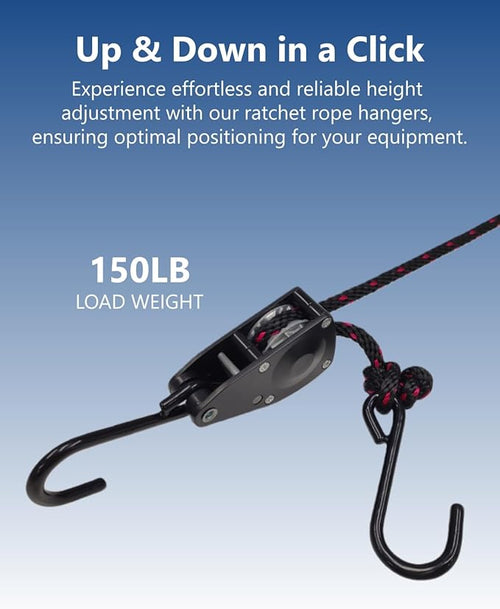 1/4" Adjustable Tie Down Ratchet: 2 Pack of Durable Rope Adjuster - Mini Ratchet Straps for Truck Roof Racks