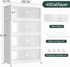 720QT Extra Large Stackable Storage Bins with Lid, 180Gal Collapsible Closet Organizer Box with Wheels, Folding Plastic Storage Cabinet with Doors for Home Kitchen Office Dorm, 4Pack White
