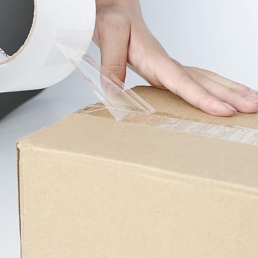 COSIMIXO 6-Pack Heavy Duty Clear Packing Tape with Dispenser, 2.5mil x1.88 inch x110 Yards, Ultra Strong,Industrial Shipping Box Transparent Packaging Tape for Moving, Office, & Storage