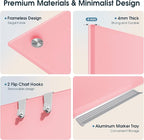 MaxGear Glass White Board 36x24, Pink Wall Mounted Magnetic Glass Dry Erase Board, Large Frameless Whiteboard with 1 Eraser,3 Markers and 6 Magnets for Office, School, Home