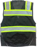 Safety Vest for Men - Black Series with Zipper and Utility Pockets - Premium Surveyors Vest (L, Black)