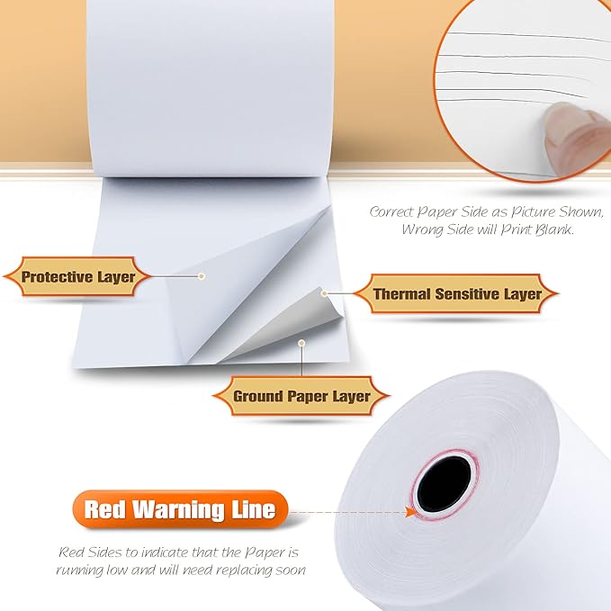 (50 Rolls) 2 1/4" x 165' Thermal Paper, POS Receipt Paper for Retail Business Cash Register, Fits Most Credit Card Terminal