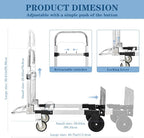 600-Pound 4-Wheel Folding Hand Truck/Cart, Heavy-Duty with Adjustable Height & Length, for Industrial Use and Home Moving