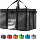 Insulated Cooler Bag and Food Warmer (3XL, 4 Pack) for Delivery & Grocery Shopping with Zippered Top, Black