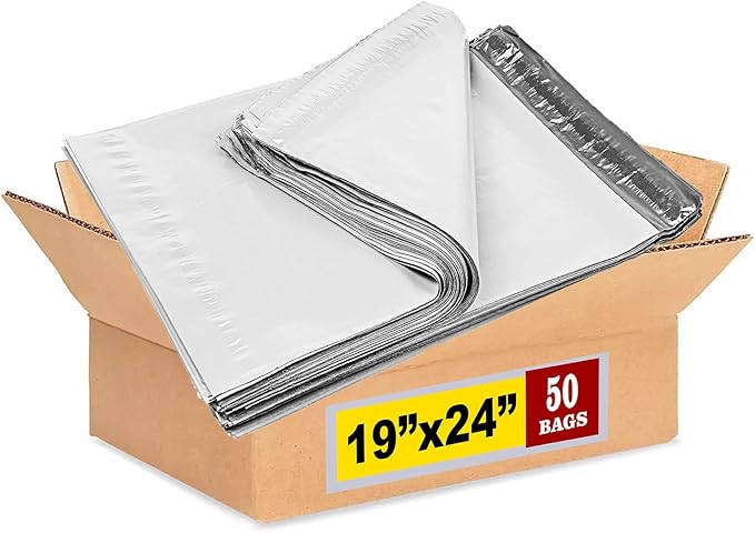 iMBAPrice 50 - 19x24x Premium Matte Finish Self-Sealing Non-Padded White Poly Mailers/Mailing Envelopes/Bags (iMBA-7PM-50)