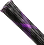 Expandable Braided Sleeving, PET Automotive Wire Loom, Flexible Cable Management for Audio Video and Other Home Device, Cord Protector from Pets (Black Purple, 1/8" x 25ft)