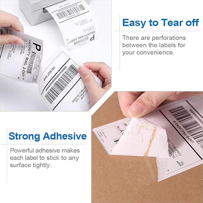 1000 Fanfold 4"x6" Direct Thermal Shipping Address Labels, (500 Labels/Stack) Paper Label for Direct Thermal Printer MUNBYN, JADENS, BEEPRT, ASprink, Nelko, Phomemo, for UPS USPS