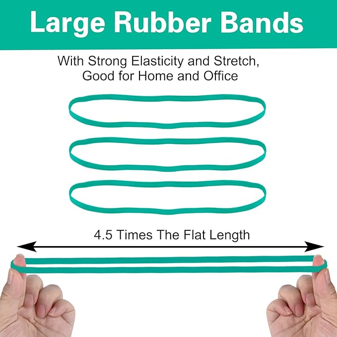 Large Heavy Duty Latex Rubber Bands 12 Inches Trash Can Bands Strong Elastic Bands for Office Supply, File Folders, Cat Litter Box, 60 Pack (Green)
